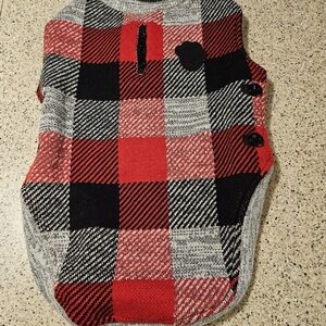 Canada Pooch Red and Black Plaid Dog Sweater